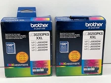 Lot of 2 Genuine Brother 3029XXL LC30293PKS XXL-CMY Ink Cartridges