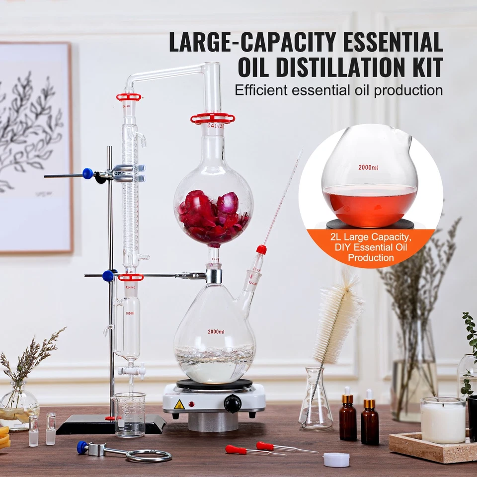 Kit de destilação de óleo essencial 500/2000 ml aparelho de destilação - Imagem 2 de 4