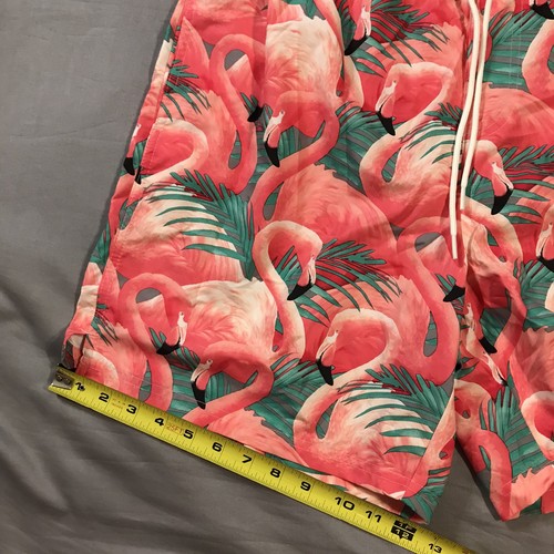 Old Navy Swim Trunks Mens Large Pink Flamingo Print UPF 40 - Picture 3 of 9
