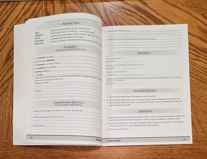 Memoria Press The Hobbit: Student Study Guide & Teacher Guide, 6th grade Lit. - Image 3 of 3