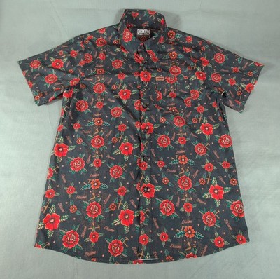 Dixxon Flannel Company Stay Gold Floral Hawaiian Shirt Men Adult Size Medium 