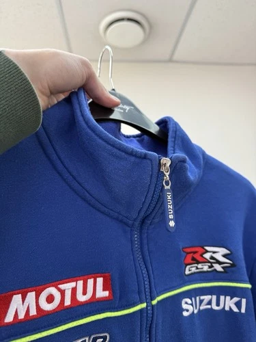 Vintage Suzuki MotoGP Team Jacket Mens Blue Full Zip Racing Motul Logo image 17