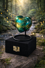 Cremation Urn for Ashes Keepsake Green Heart Urn with Box  Stand Adult Keepsake