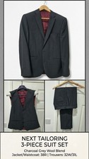 NEXT Men’s 3-Piece Suit(Jacket/Waistcoat 38R, Trousers 32W/31L) RRP £170