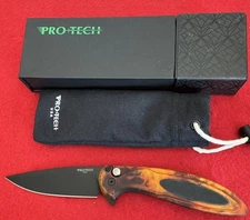 Pro-Tech Cambria 2 Flipper Folding Knife, Del Fuego Aluminum Handle, Pearl