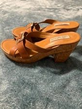 Brighton Brown Leather Wedge Platform Sandals Women's Size 10M