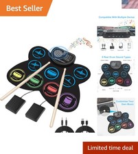 Portable 9-Pad Electronic Drum Set with Headphone Jack - Perfect Gift for Kids 