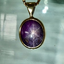 7ct Sternsaphir Saphir Anhänger Kette Collier 585 Gold 14ct WOW