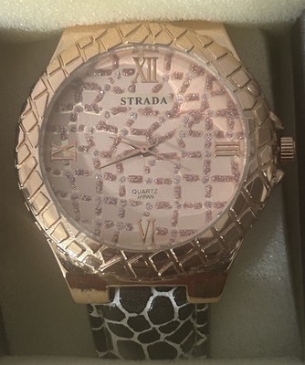 Strada Women s Watch Gold/Rose Gold Animal Print Strap