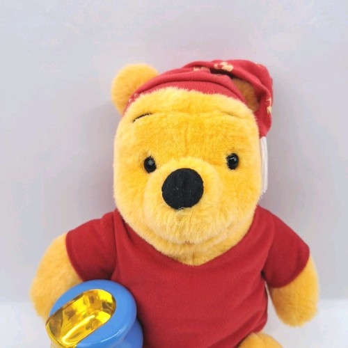 Disney Mattel 1998 Plush Winnie the Pooh 11 Inch Light Up Honey Pot Night Cap - Picture 2 of 12