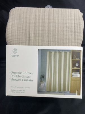#ad Haven Pumice Stone Organic Cotton Double Gauze Shower Curtain Bed Bath Beyond $19.99