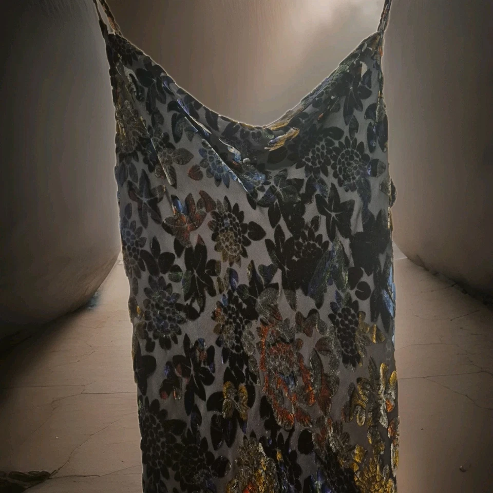 Vintage Newport News Velvet Burnout Evening Gown Grunge Goth Midi Dress Sz 8 - Image 4 of 4