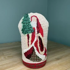 VTG Christmas Dutch Santa Claus Old World Needlepoint Figure Decor Handmade 7.5”