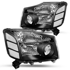 For 2004-2015 Nissan Titan/04-07 Armada Black Headlights Assembly Headlamps Pair