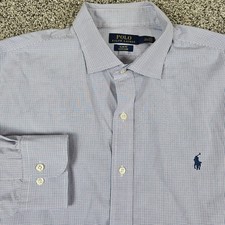 Polo Ralph Lauren Shirt Mens XL Slim Fit Blue Red Micro Check Dress Long Sleeve
