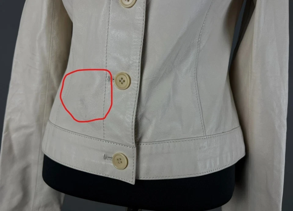 Santacroce Firenze Women’s Fitted Leather Jacket Made in Italy Beige Size 40 - Image 3 of 4