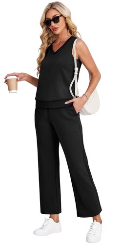 Two Piece Sets for Women Dressy Fashion V Neck Matching Sets Women Clothing W... - Picture 2 of 6