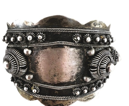 Bracciale Vintage Argento Sterling Perline Antico 60 g Made in Indocina - Foto 2 di 14