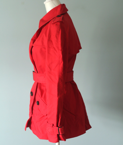 Coach roter kurzer Trenchcoat Größe XS mit Gürtel zweireihig Knöpfe - Bild 4 von 24