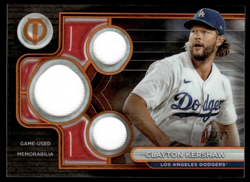 2024 Topps Tribute Triple Relics Clayton Kershaw /25 Los Angeles Dodgers #TTR-CK