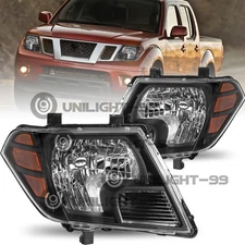 For 2009-2021 Nissan Frontier Truck Black Headlights Headlamps Left & Right Pair
