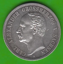 Coin Silver Sachsen-Weimar-Eisenach 2 Mark 1892 Pretty nswleipzig