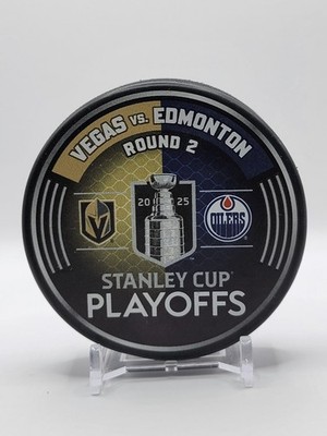 Edmonton Oilers vs. Vegas Golden Knights 2025 2nd round playoff matchup puck