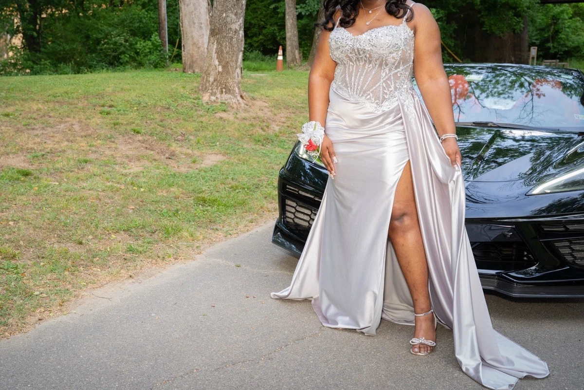 loft brown dress Dusty Blue Plunging Charmeuse Floor Length A-line Bridesmaid Prom Dress main image 0