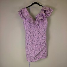 Zara Lilac Floral Metallic Jacquard Ruffle Mini Dress 7758/669/620 Medium NWT
