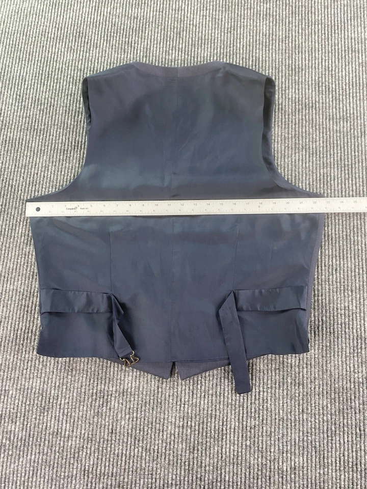 J Crew Vest Mens Large Blue Wool Solid Luxury Designer Premium Button Waistcoat - Image 2 of 4