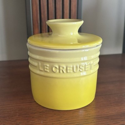 LE CREUSET French Butter Bell Crock Soleil Yellow Ombre 6oz Chipped