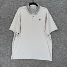 Under Armour Performance Polo Shirt Mens XL Gray Striped Short Sleeve Golf Shirt