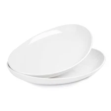 Oval Serving Platters, 14.5 Inch White Porcelain Serving Platters for Party, ...