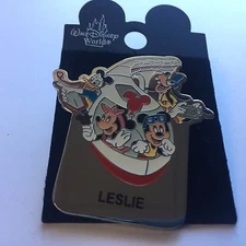 WDW - Monorail LESLIE Name Pin FAB 4 Mickey Minnie Goofy Donald Disney Pin 15004