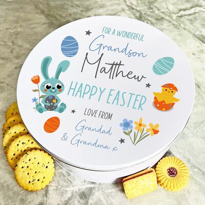 Enkel Hase Osterei Rund Personalisiert Geschenk Kuchen Kekse Süßigkeiten Leckerbissen Dose
