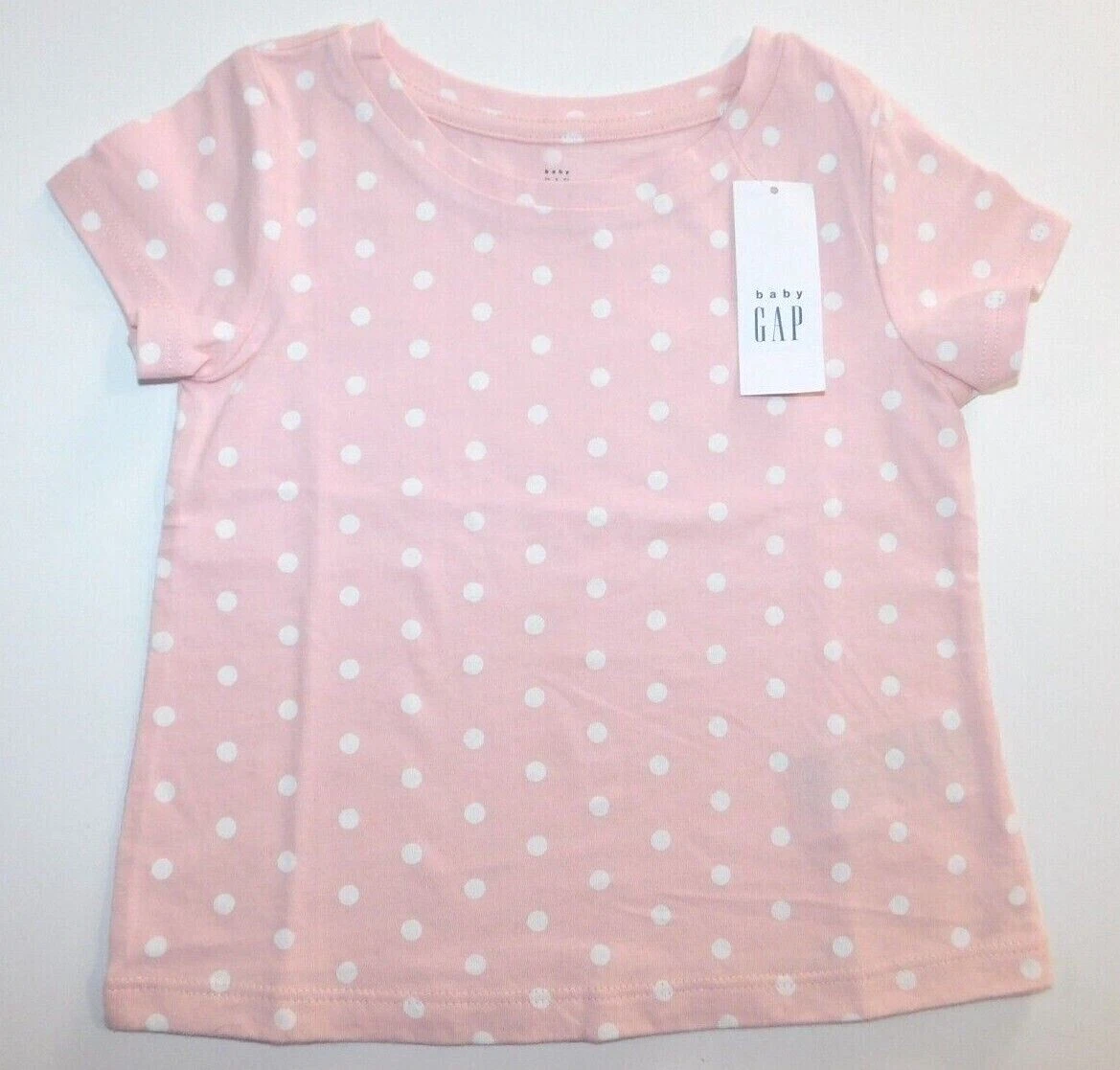 GAP Baby Girl Short Sleeve Pink Polka Dot T-Shirt 18-24M Free Ship Brand New