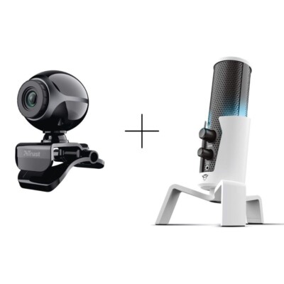 Trust Exis 300K 480p USB Webcam mit Trust Gaming GXT 258W Fyru 4in1 Mikrofon