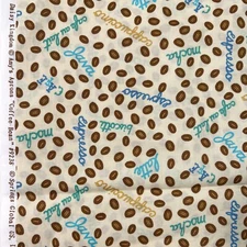 Daisy Kingdom Coffee Bean Fabric Amy's Aprons Spring #9238 Cotton 1 1/4 yds