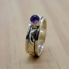 Amazing Amethyst Gemstone 925 Sterling Silver Spinner Ring Wedding Jewelry A-272
