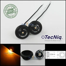2 TecNiq Clear/ Amber 3/4" LED Bullet lights Clearance Marker Trailer Truck USA