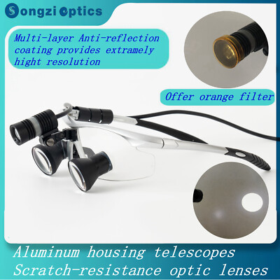 2.5X 3X 3.5X TTL Sliver Dental Surgical Loupes Customized with LED Headlight