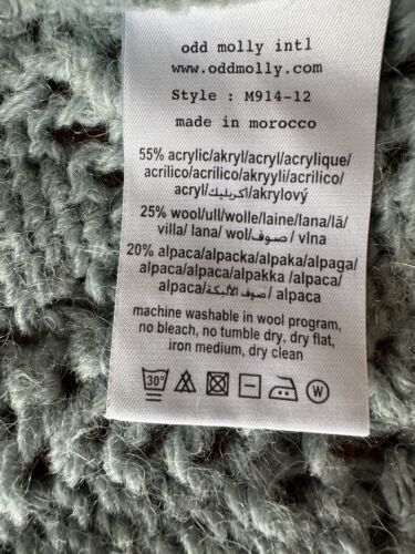 Odd Molly. Wool alpaca Pale Blue Cardigan Size 3 - Picture 5 of 7