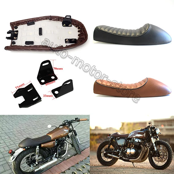 Sillín plano/joroba universal para motocicleta Café Racer reacondicionamiento cojín de asiento suave vintage Foto 2 de 4