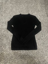 Black ribbed v neck long sleeve sweater S
