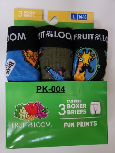 *NIP- FRUIT OF THE LOOM - BOY'S 3-PK BOXER BRIEFS - FUN PRINTS - GLOW WAISTBAND - Picture 5 of 5