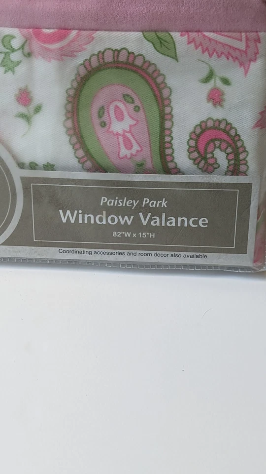 Paisley Park Window Valance Trend Lab 82" x 15" Pink Green Striped Nursery Room - Image 2 of 4