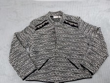 Chicos Women's Black White Open Front Tweed Jacket Chicos Sz 1 P2p 20"