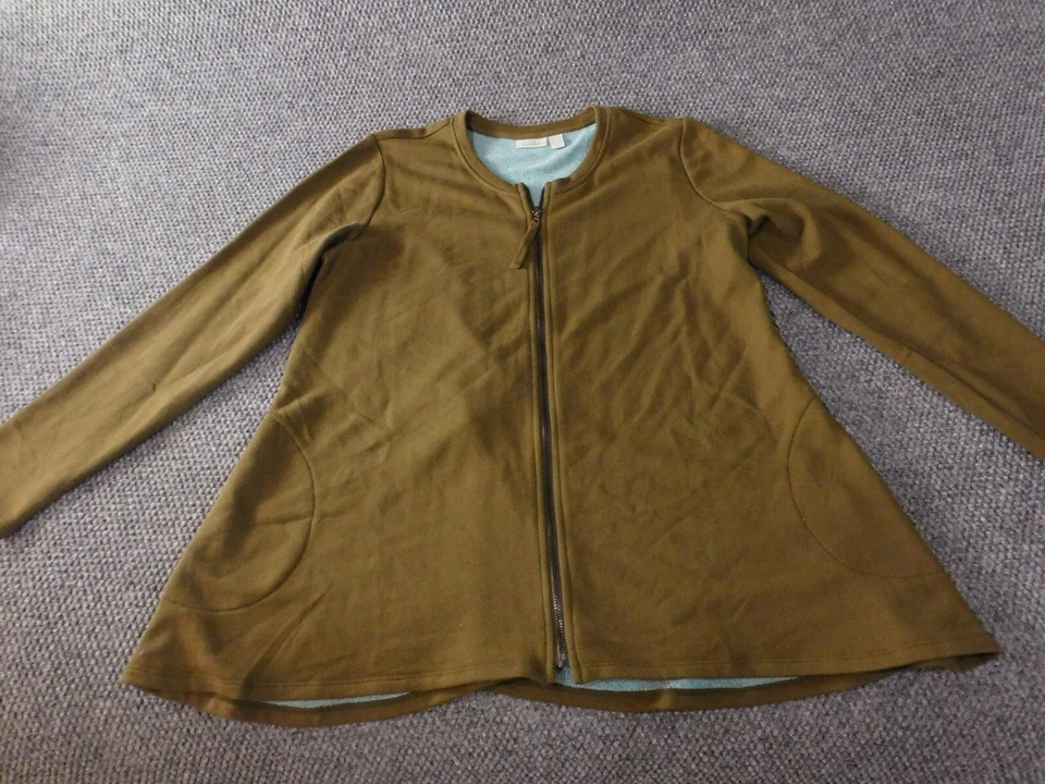 Logo by Lori Goldstein Jacket Medium green Women Zip stretch loose knit lounge - Image 2 of 4