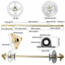 29" Go Kart Rear Live Axle Kit Chain Sprocket Brake Wheel Hub Assembly Go Cart!