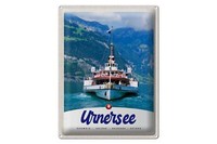Blechschild Reise 30X40 Cm Urnersee Schweiz Europa Schiff Gebirge